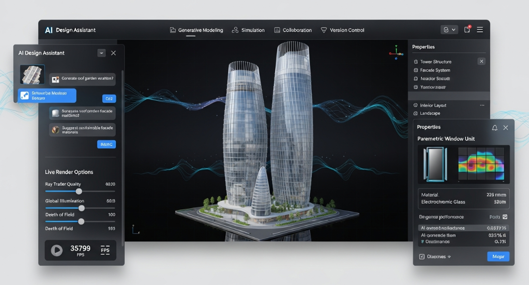 Modern 3D design software interface used for hyper-realistic rendering