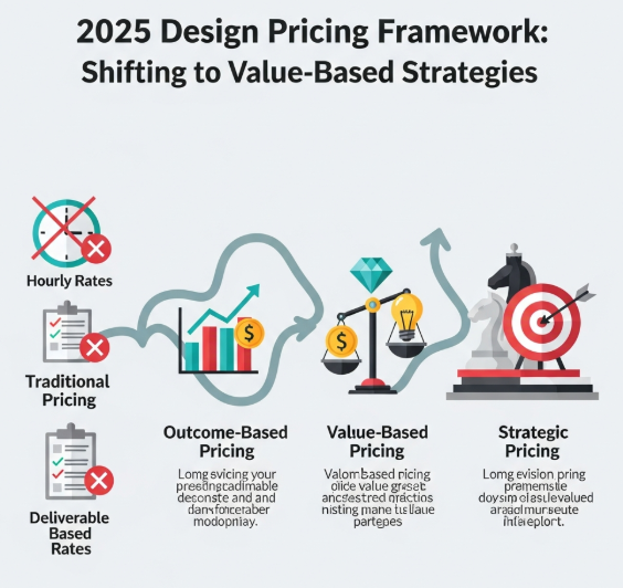diagram showing why traditional design pricing is broken and how designers can switch to value-based pricing