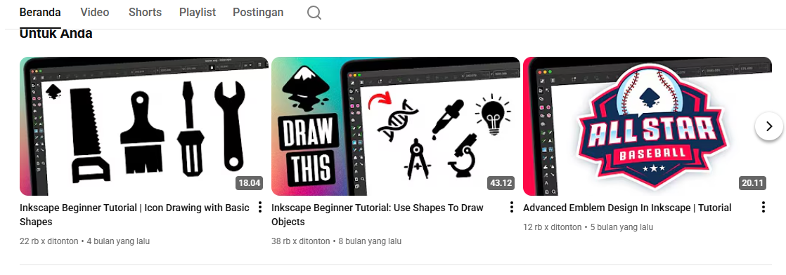 Screenshot of Logos by Nick YouTube channel featuring logo design tutorials and Inkscape guides