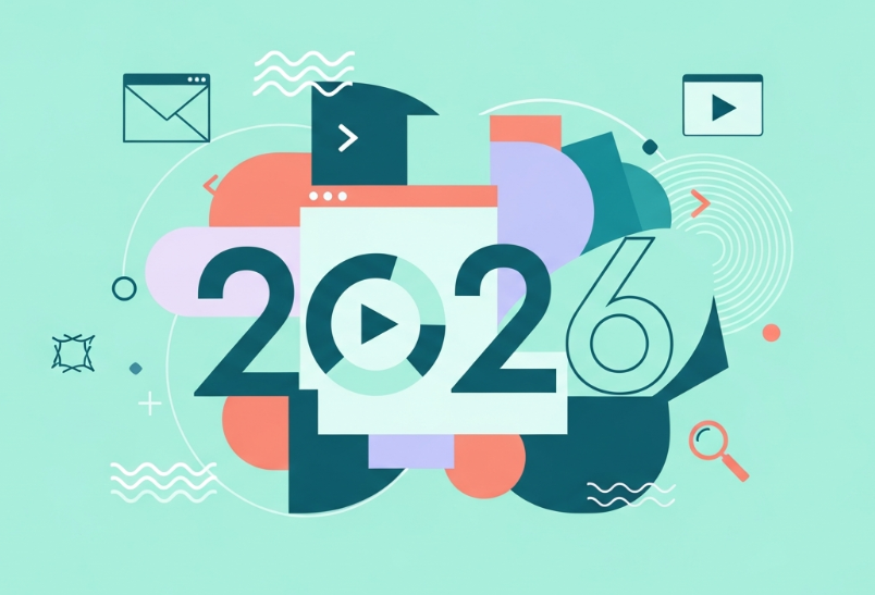 Neo-mint gradient background with modern typography for 2026 design trends