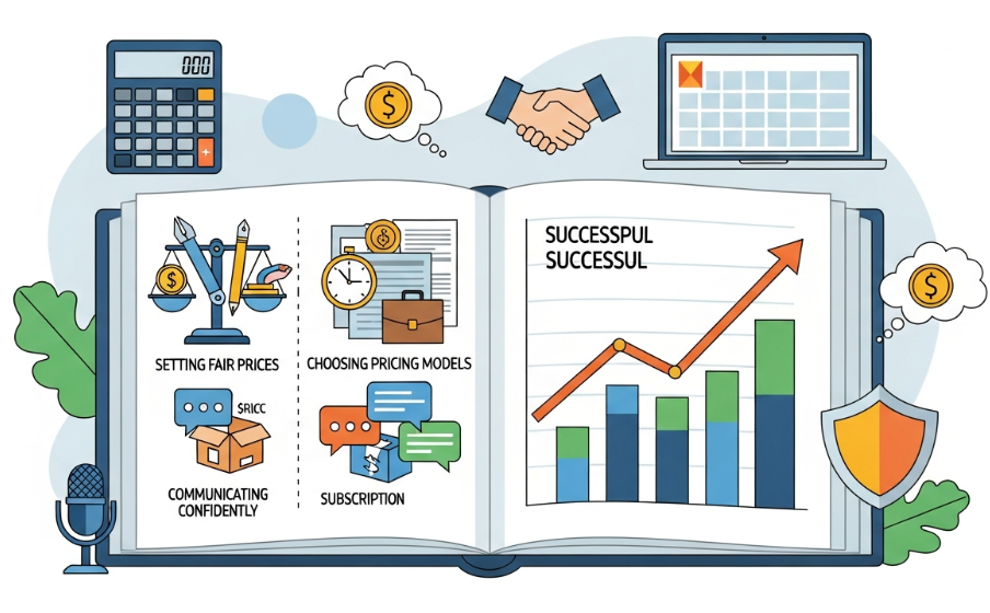 Freelance designer calculating fair project price for clients
