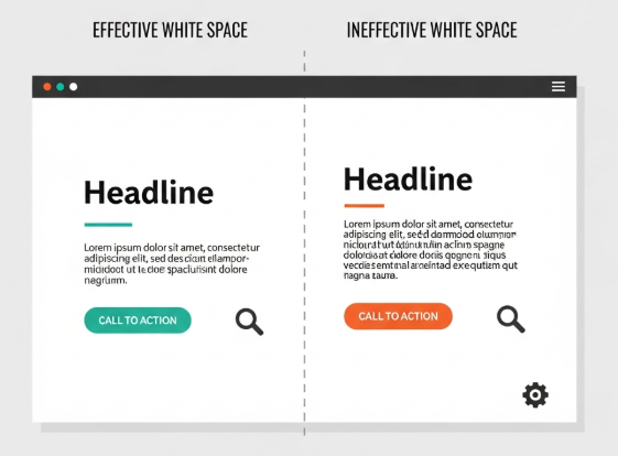 Example of modern website layout showing effective use of white space to improve readability and user experience