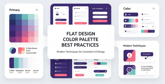 flat design color palette samples arranged in modern UI blocks